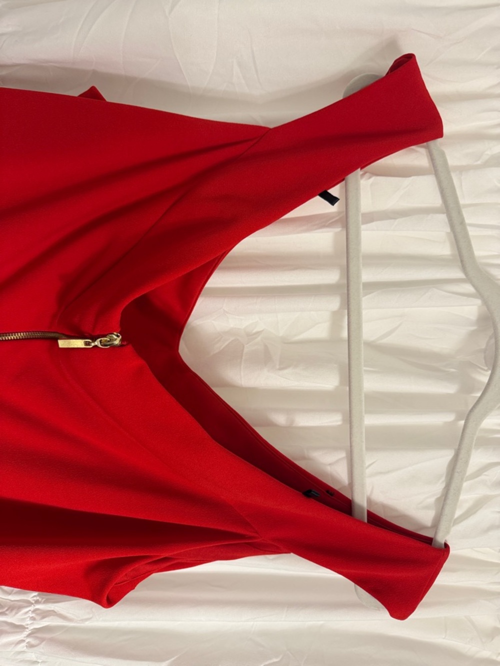 Red Cowl Neck Women's Dress - Picture 7 of 7